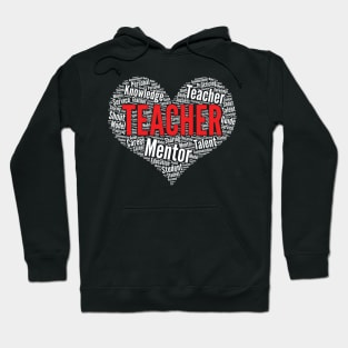 Teacher Heart Shape Word Cloud Design design Hoodie